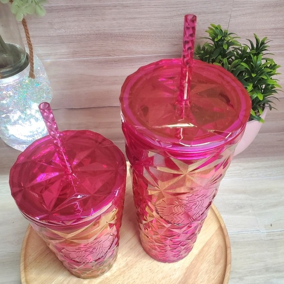 Starbucks Pink Diamond Prism Venti 24oz & Grande 16oz Cold Cup Tumbler Set - Picture 4 of 6